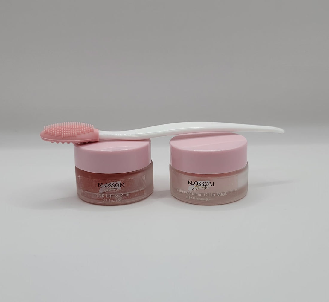 Lip Scrub & Lip Mask Duo with exfoliating lip brush