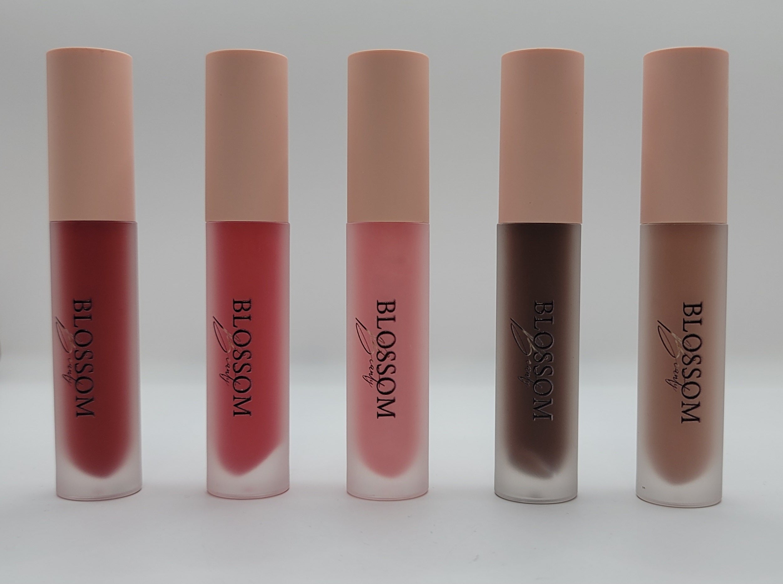 Paquete de brillo labial: moca, café con leche dulce, rosa dulce, brillo claro, rojo fuego