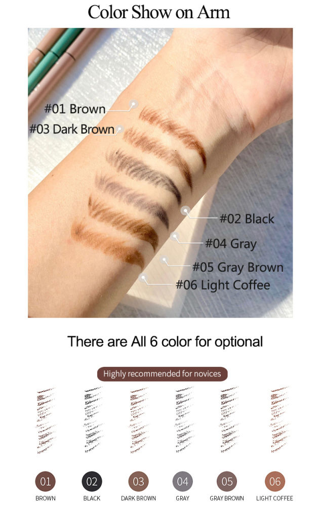 Ultra-Fine Retractable Eyebrow Pencil with Brush-Light Coffee