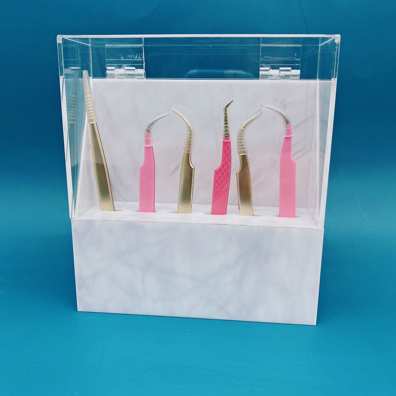 PREMIUM ACRYLIC TWEEZERS DISPLAY STAND WITH COVER-